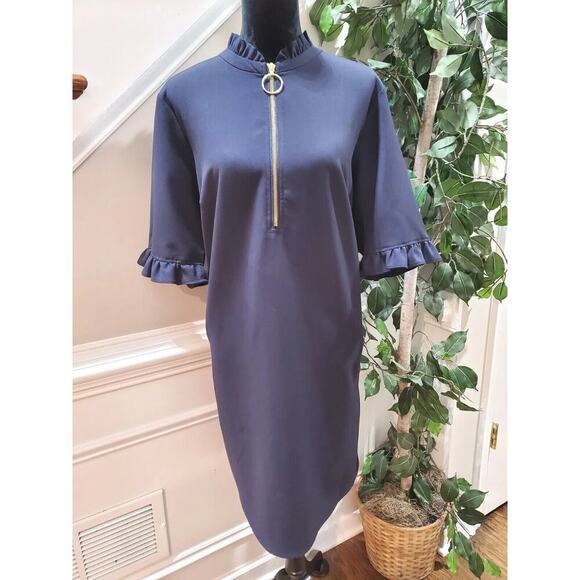 Sharagano Dresses & Skirts - Sharagano Women Blue Polyester Round Neck 3/4 Sleeve Knee Length Dress Size 16